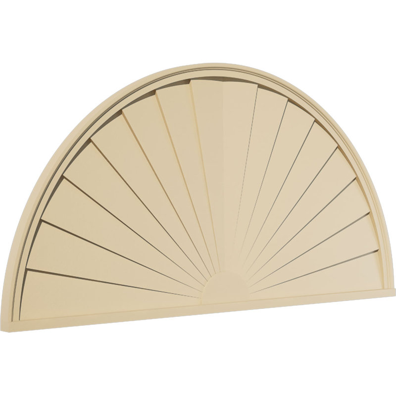 Demi-rond signature fronton en uréthane, brun clair apprêté, 58 po x 29 po x 2 po, Aucune, Rayons de soleil