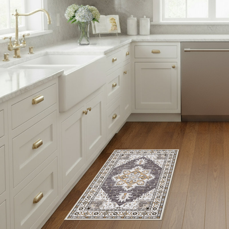 Laura Ashley Florence Imagine Printed Chenille Machine Washable Rugs, 2'2" × 3'9", Taupe