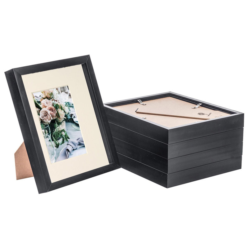 Nicola Spring - 3D Box Photo Frames - 8 x 10" with 4 x 6" Mount, Black/Ivory