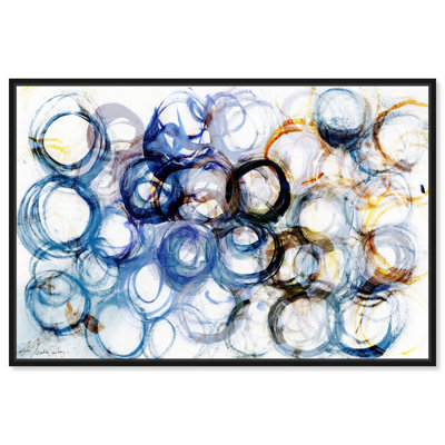 Sons d'hier, motif de cercle géométrique moderne sur toile bleue pour le salon