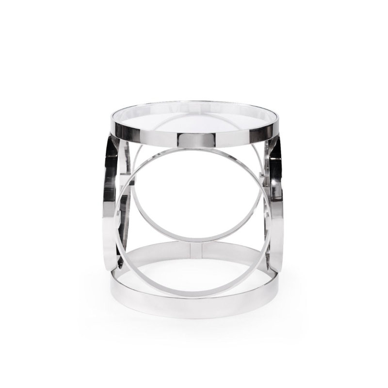 Stephen Glass End Table, Polished Nickel