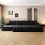 Canapé d'appoint 135 po à 6 sièges modulaires de 6 po, sans assemblage requis, noir (tissu en velours côtelé moelleux)-1045895852