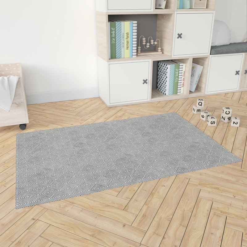 Tapis de jeu Ikat, Rectangle 60 po x 84 po, Ivoire/gris anthracite