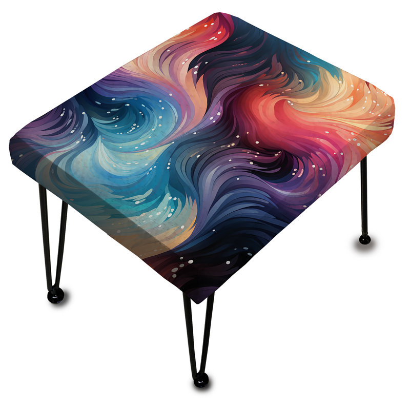 Blue And Purple Celestial Dreams Chevron Pattern - Paisley Rectangle Ottoman