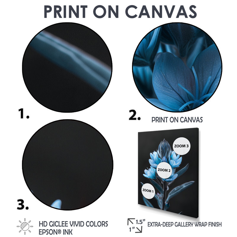 «Lupin Winters Peace» par Lupin - bleu, Toile avec cadre flottant brun, H 20 po x l 12 po x P 1 po