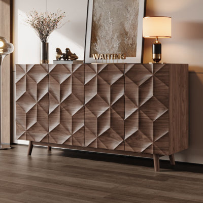 Retro And Simple Carved Sideboard