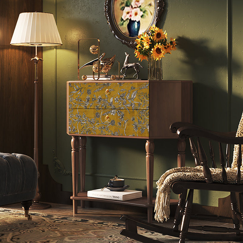 Buffet 33,5 po de style rétro, Brun / jaune foncé