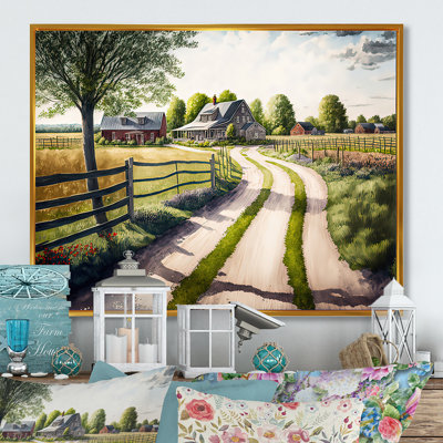 Calm Red Barn In Spring IV - Barn Landscape Wall Art