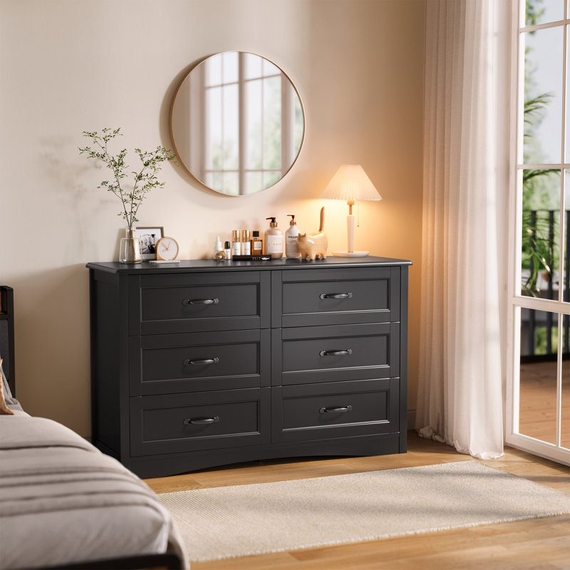 Masad Modern 6-Drawer Double Dresser with Anti-Tip Design - Use as a TV Stand, Dresser, or Storage Cabinet for Bedroom, Living Room, or Hallway