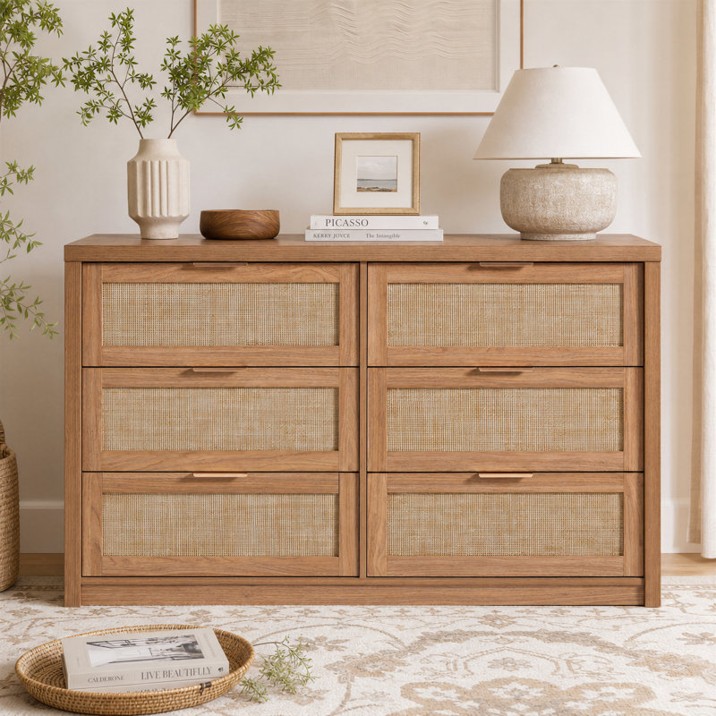 134 cm W Chest of 6 Drawers, Natural Oak