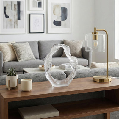 Sculpture moderne en verre pour le style de la table - Décorations élégantes pour décorer le salon, le vestibule et la maison - 10 po, blanc