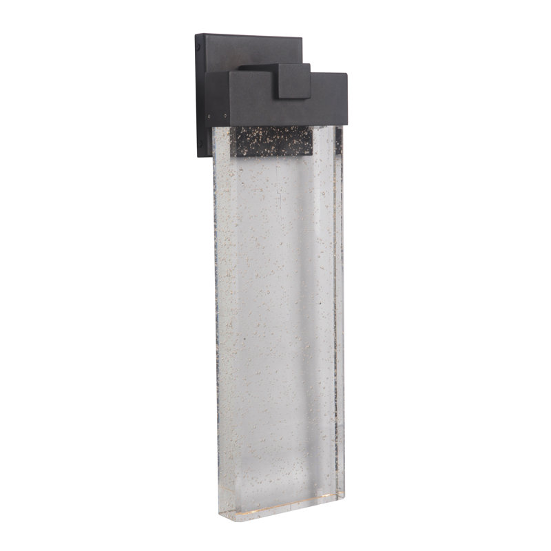 Textured Matte Black and Clear Glass LED Wall Sconce