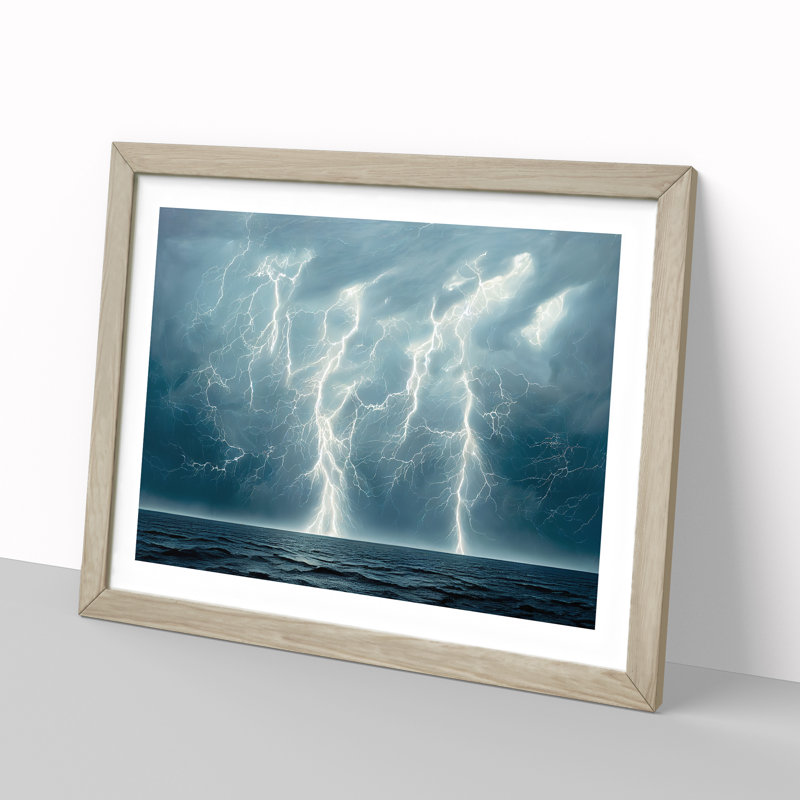 Spectacular Ocean Thunderstorm - Framed Print, 34cm H x 46cm W x 2cm D, Oak