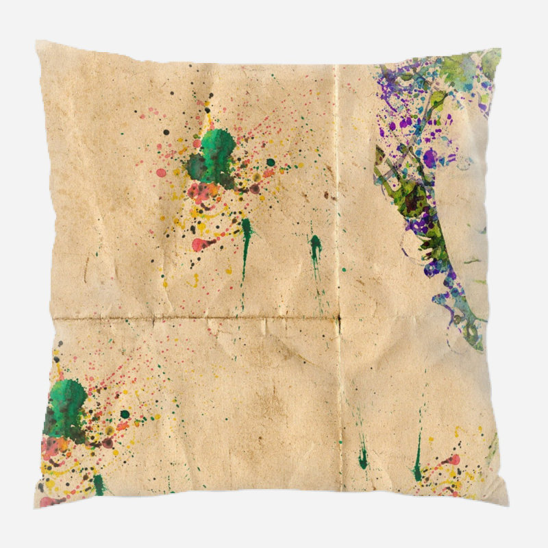 Coussin décoratif aquarelle Chanson, Microsuède, Intérieur