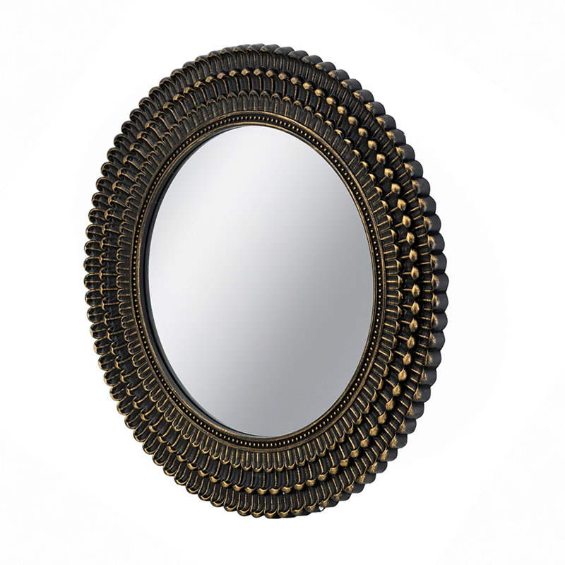 Miroir d'appoint en bois avec texture tissée, 26,5 po x 26,5 po