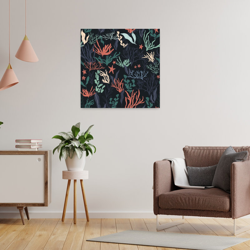 Motif de récif côtier, étoile de mer, art côtier, H 24 po x l 24 po