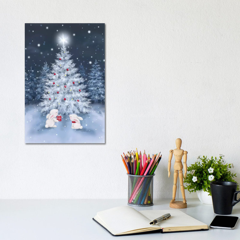 Tree With Rabbits by MAKIKO - Wrapped Canvas Print, 20.32 cm H x 30.48 cm W