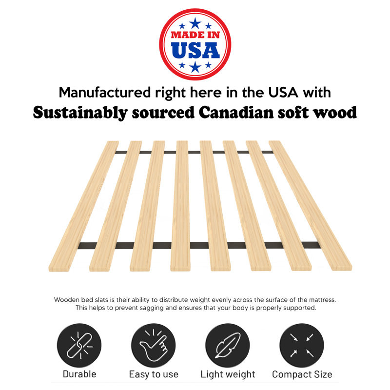 Aarylan 0.68" Standard Vertical Mattress Support Wooden Bunkie Board/Slats,  Full