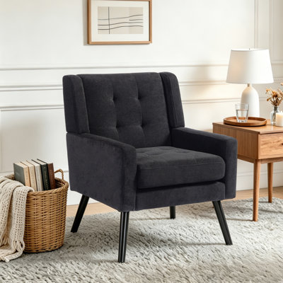 Tufted Upholstered Wide Back Armchair