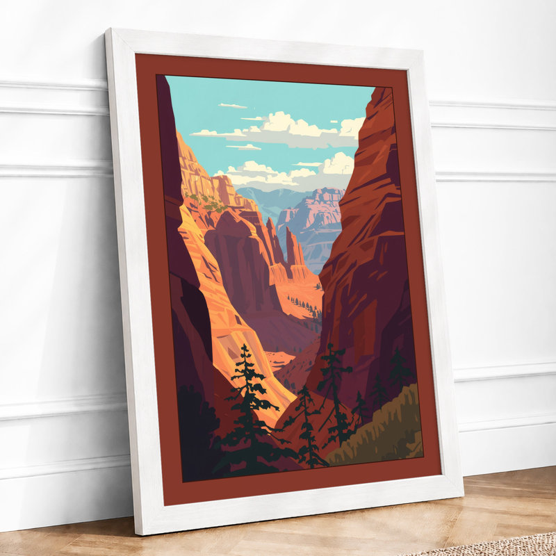 Canyon Peaks Art Deco - Framed Print, A1 - 84.1 x 59.4 cm, White