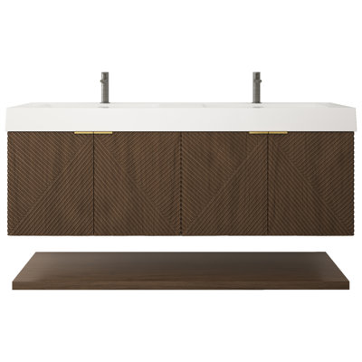 Ensemble de meuble-lavabo mural 60 pouces avec portes et tiroir intérieur Stella