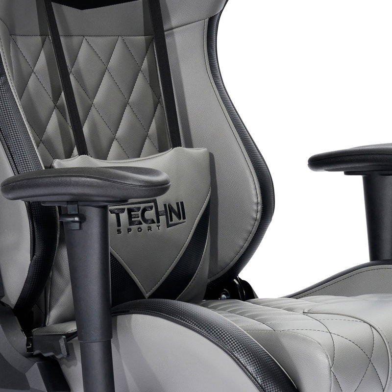 Techni Sport Adjustable Reclining Ergonomic Swiveling PC & Racing Game Chair in Gray