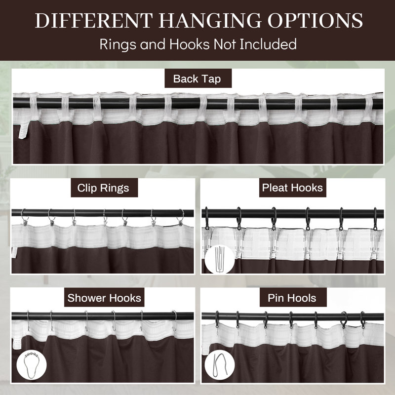 Kanab Velvet Room Darkening Curtain Panel Pair, 52" W x 108" L, Toffee Brown