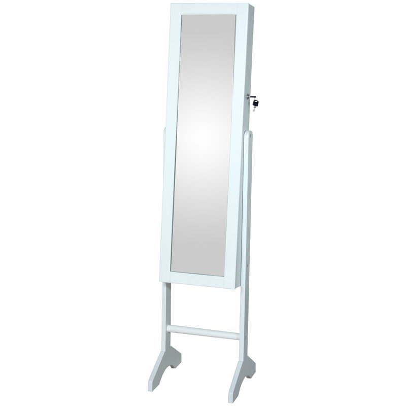 Wood Floor Mirror, White