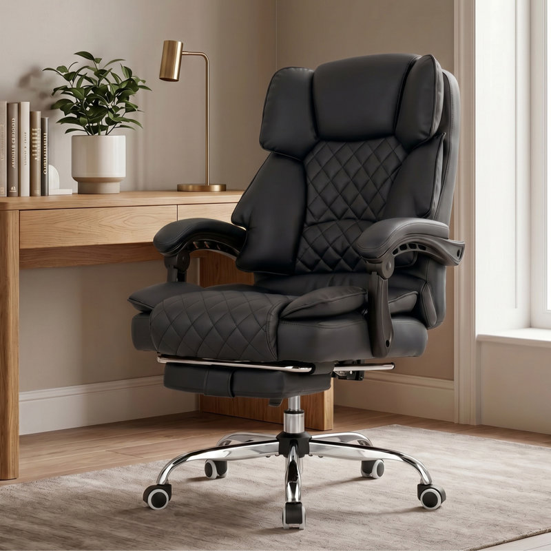 Fauteuil de bureau inclinable avec repose-pieds et massage, Black