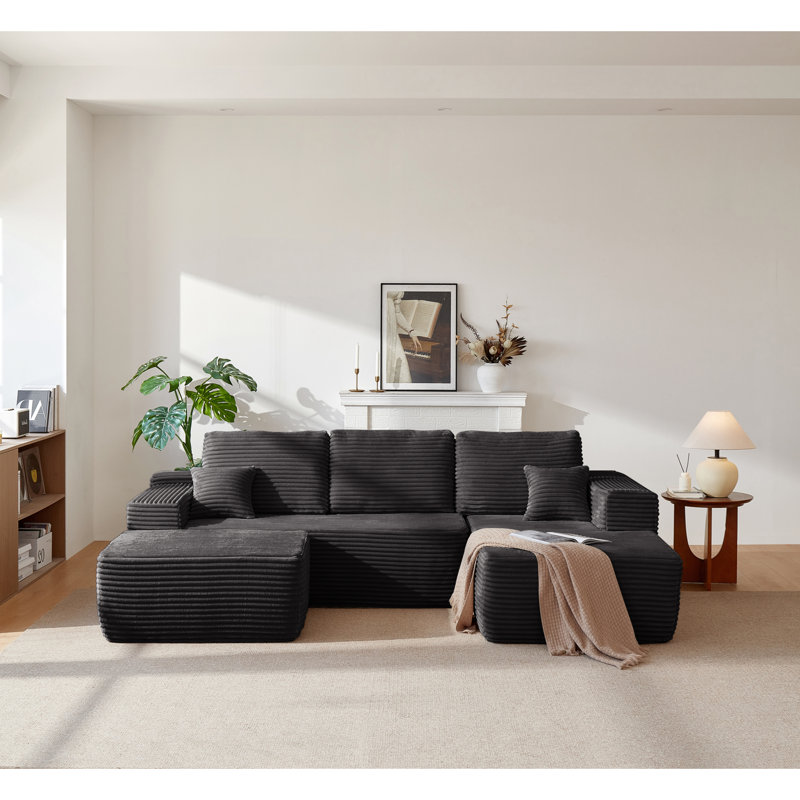Spacieux modulaires gris nuage avec tissu moelleux, design moderne en forme de U pour la maison