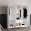 Armoire 6 portes Kibo, un tiroir, une tringle, sept tablettes intérieures, chambre blanche-384544190