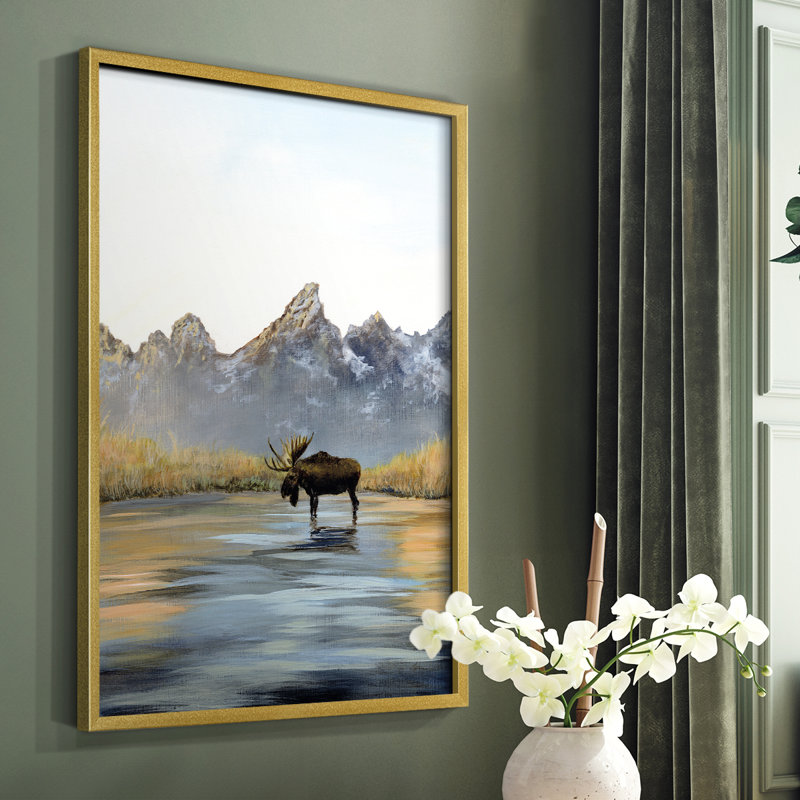 Moose Framed Print - Solid Wood, 10" H x 8" W