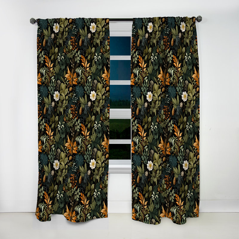 Rustic Wilderness Cottage Charm - Rideau traditionnel obscurcissant à motif floral - 1 panneau, L 52 po x L 108 po