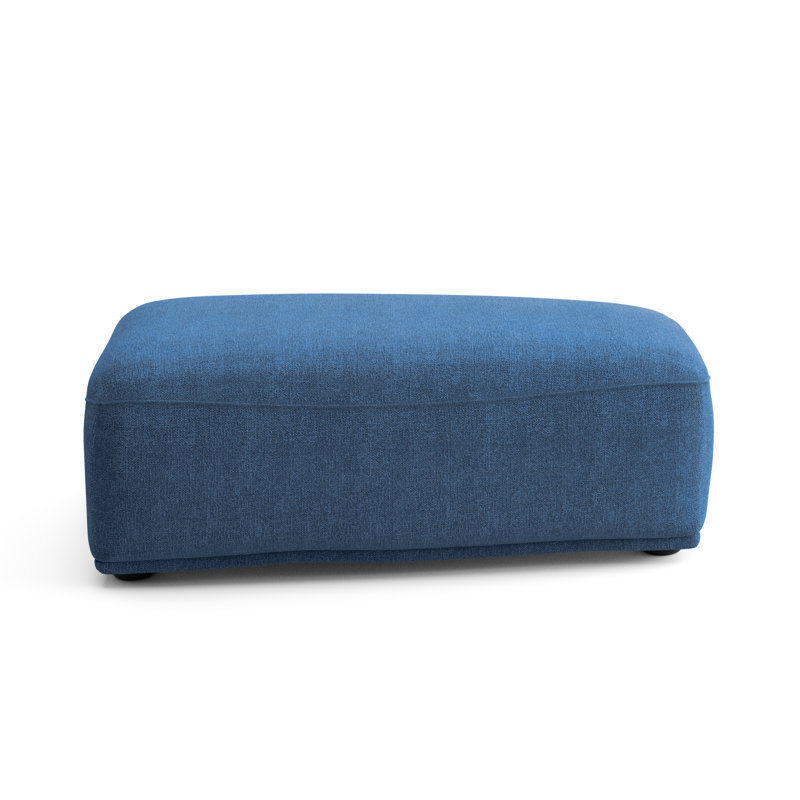 Aukeem Upholstered Ottoman, Blue Chenille