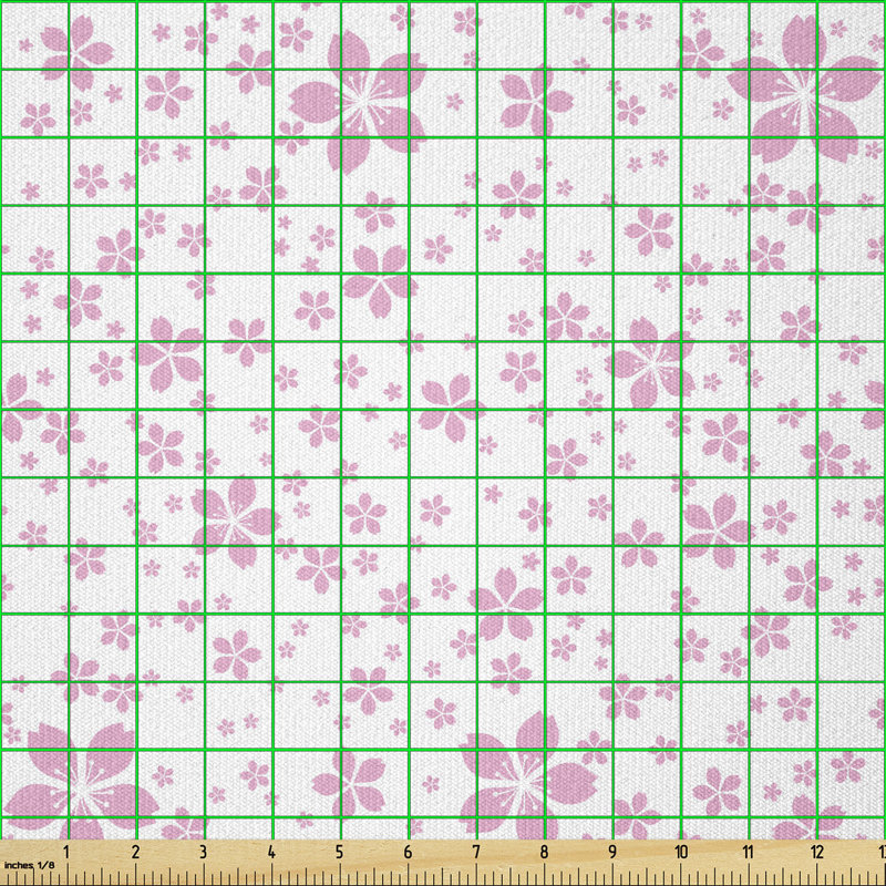 Depali Pink Flowers on White Background Multi-Purpose Fabric