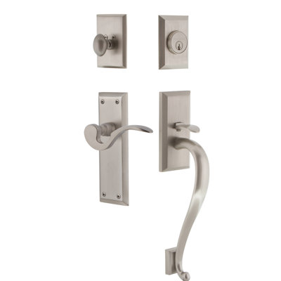 Nostalgic Warehouse New York Plate S Grip Handleset with Single Cylinder Deadbolt and Manor Lever