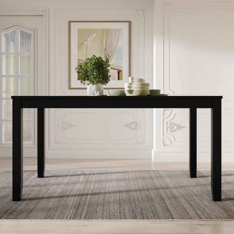 Oneda Solid Wood Top Dining Table, Black