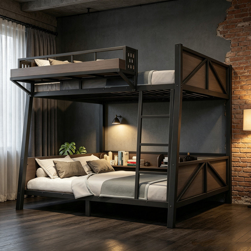 Bunk Bed with Built-In Ladder, Full