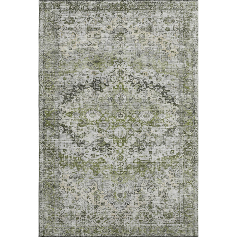 Premium Machine Washable Lubbers AMF1755 Border Rug, Rectangle 8' x 10'