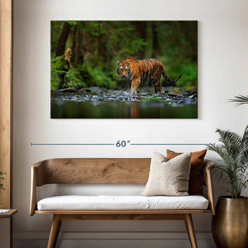 Tigre de Brampt dans la rivière, H 32 po x l 48 po