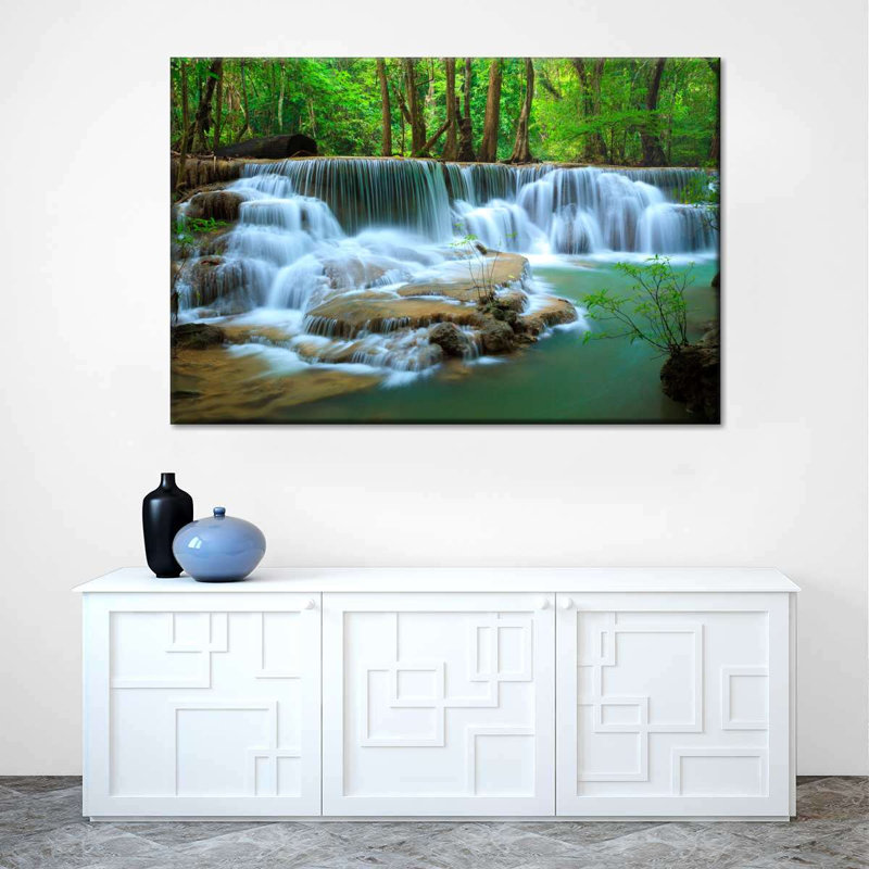 Kanchanaburi Deep Forest Waterfall Canvas Print, 26" H x 39" W x 1.25" D