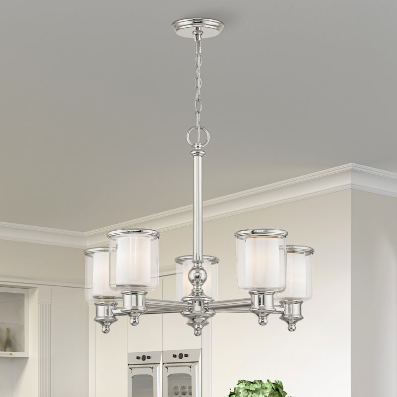 Lustre 5 lumières façon bougie Jampier, Nickel poli