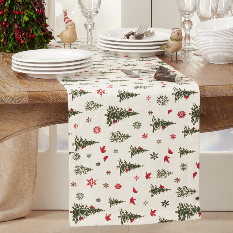 Marmora Floral 100% Cotton Christmas Table Runner