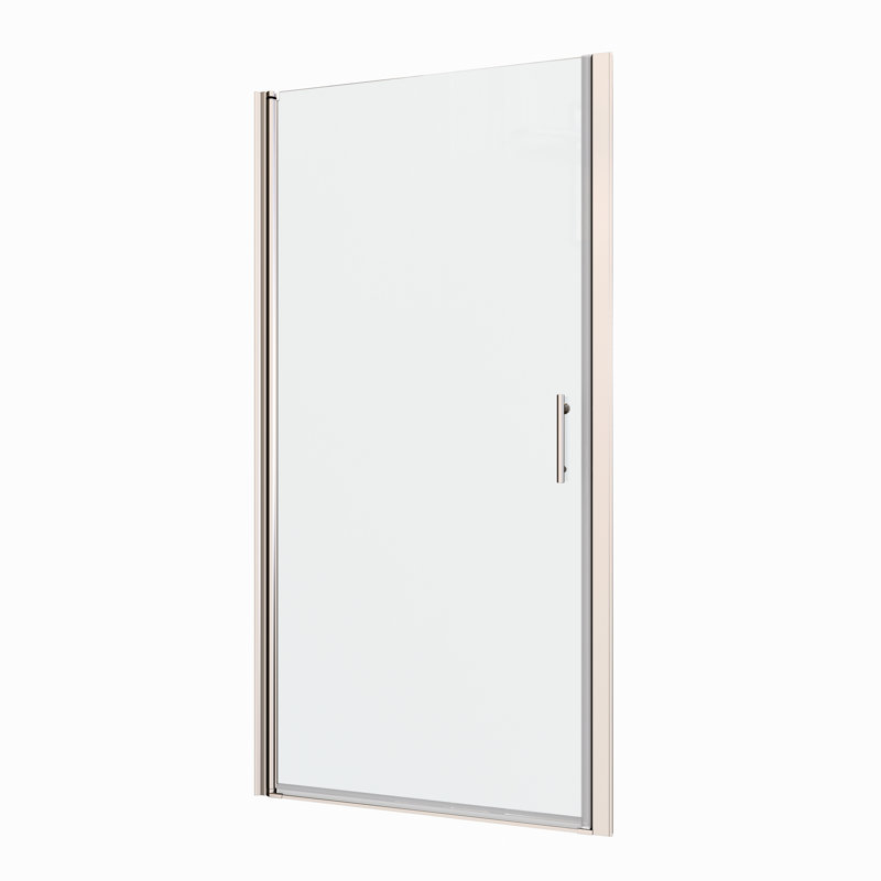 Porte de douche pivotante de 3/8 po réglable à l'extérieur avec ouverture 1/4 po en verre transparent trempé 3072, rainure murale, poignée en acier inoxydable 304, test de fermeture de 36 000 fois, bon système