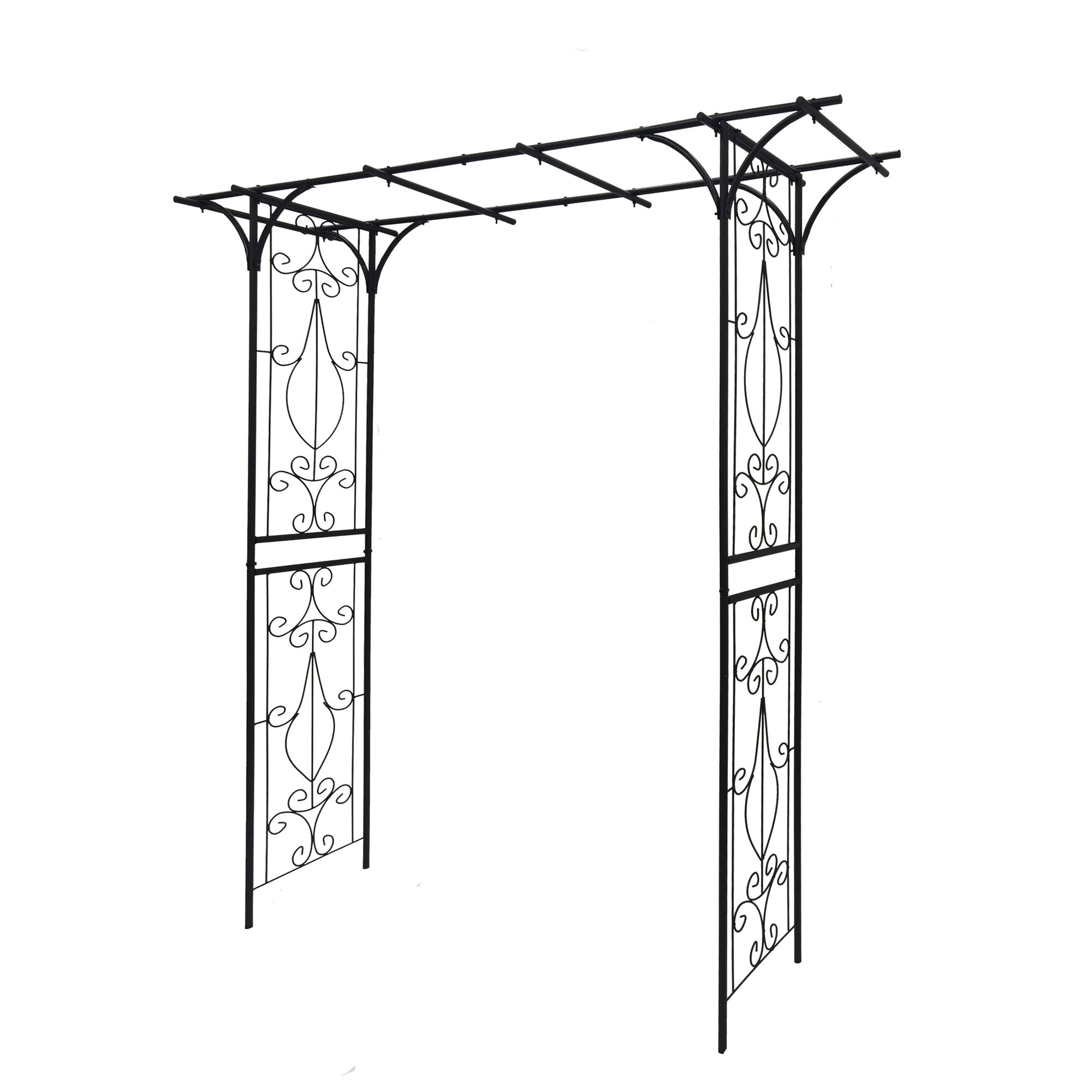 Metal Garden Arch Bird Feeder Heavy Duty Climbing Plants Support Trellis 2m