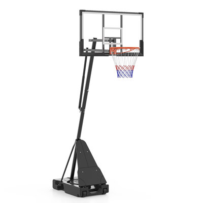 Portable Basketball Hoop 4.9-10 FT Adjustable Height with 48-In PC Backboard, Wheels and Stable Base