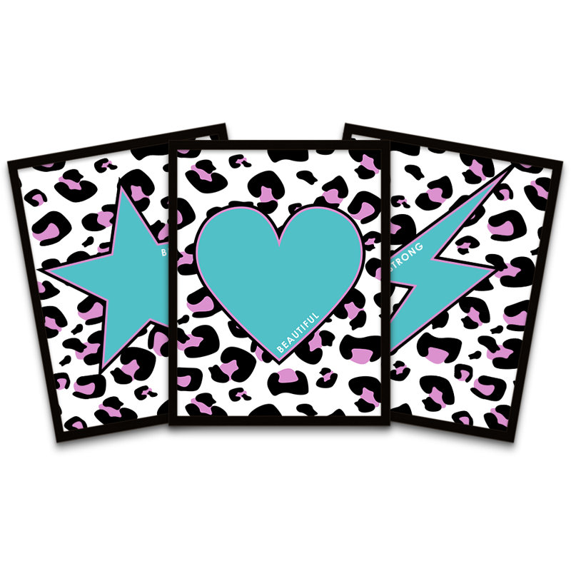 Leopard Strong Beautiful Heart Reverse - 3 Piece Print Set