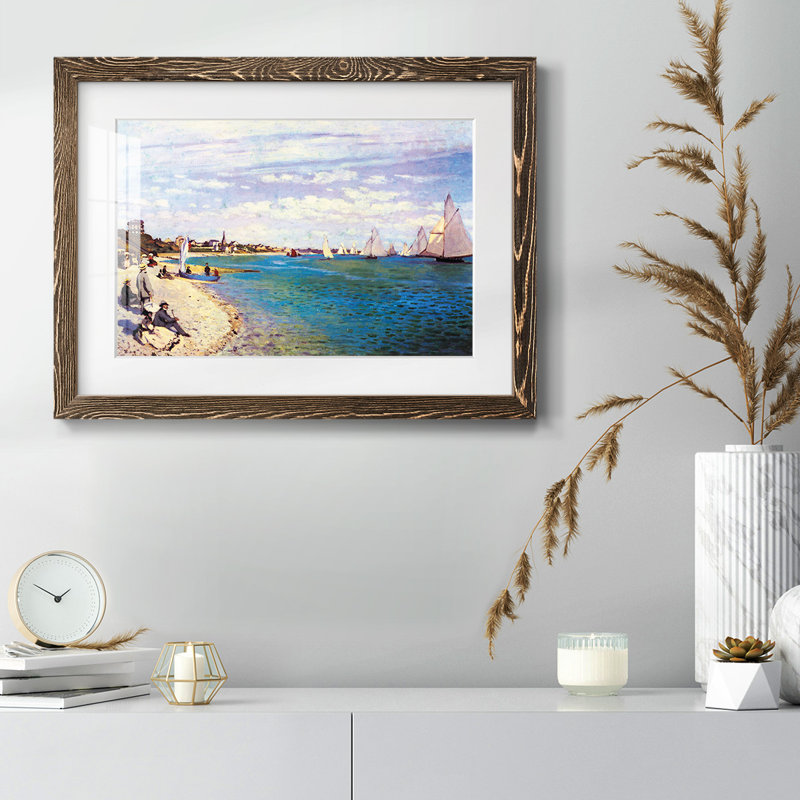 La plage à Sainte Adresse par Monet, Noyer, H 26 po x l 38 po x P 1,5 po