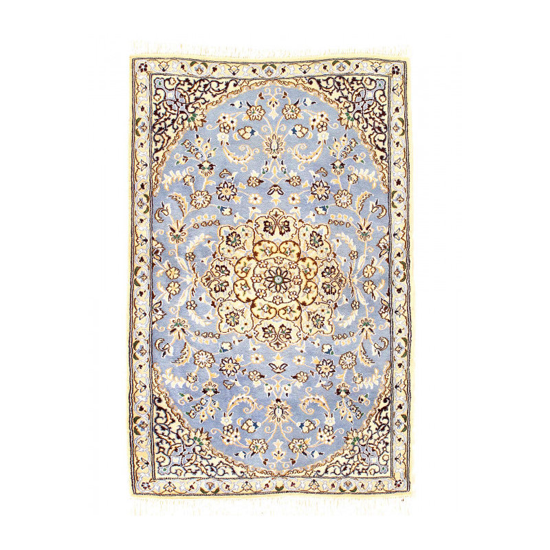 Tapis rectangulaire en laine et en soie de conception unique 4 pi 8 po x 2 pi 11 po Ignatzia