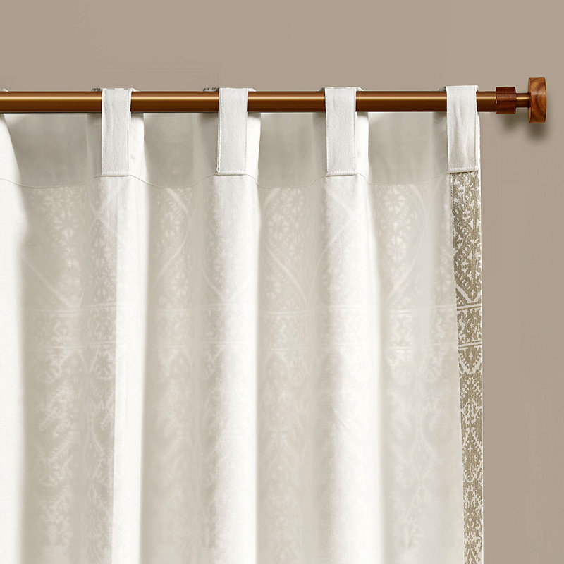 Panneau de rideau en coton avec détail chenille et doublure (seulement 1 panneau PC), Crème